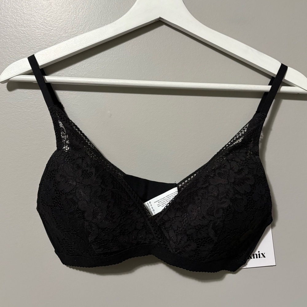 Knix Lace Deep V Bralette Black Lightly Padded - Picture 4 of 14